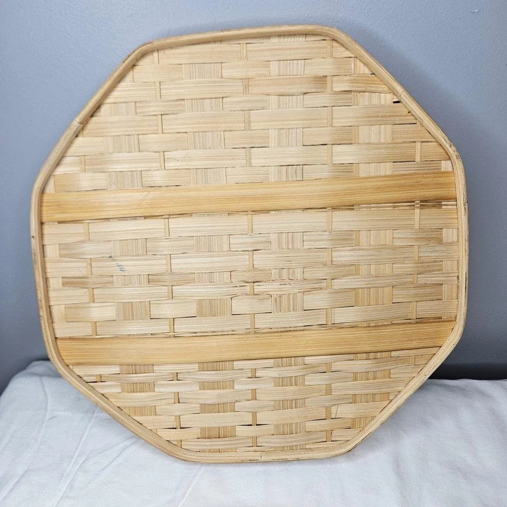 Handmade Woven Bamboo Octagon Serving Tray 10pc Appetizer Platter Philippines‎